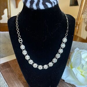 Lia Sophia Silver Necklace with Clear Accents